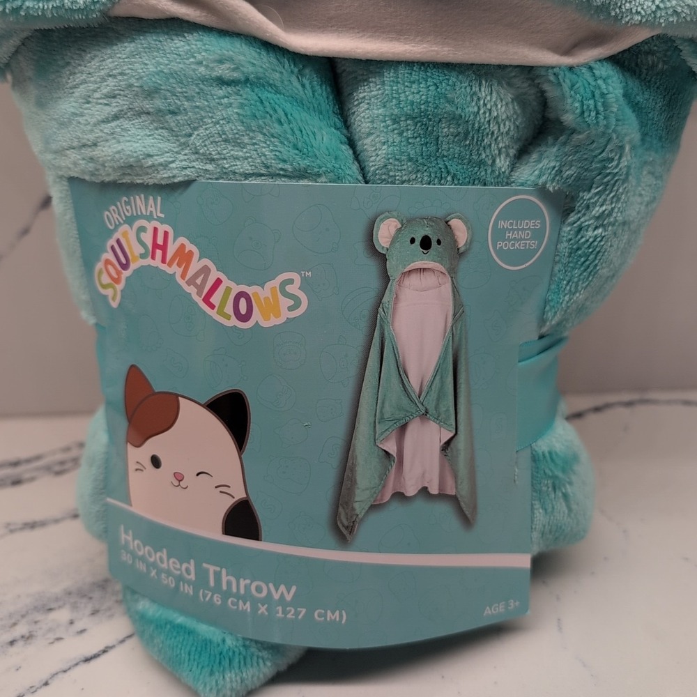 Squishmallows Kevin the Koala‎ Hooded Throw Teal Throw Blanket with Pockets NEW - Picture 3 of 6